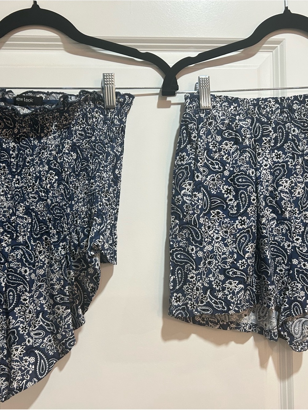 New Look Navy Blue Paisley Elastic-Waist Women’s Shorts